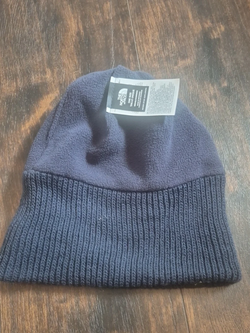 The NORTH FACE rib beanie OS Mens Urban Navy Embroidered Logo Cuffed Winter Hat
